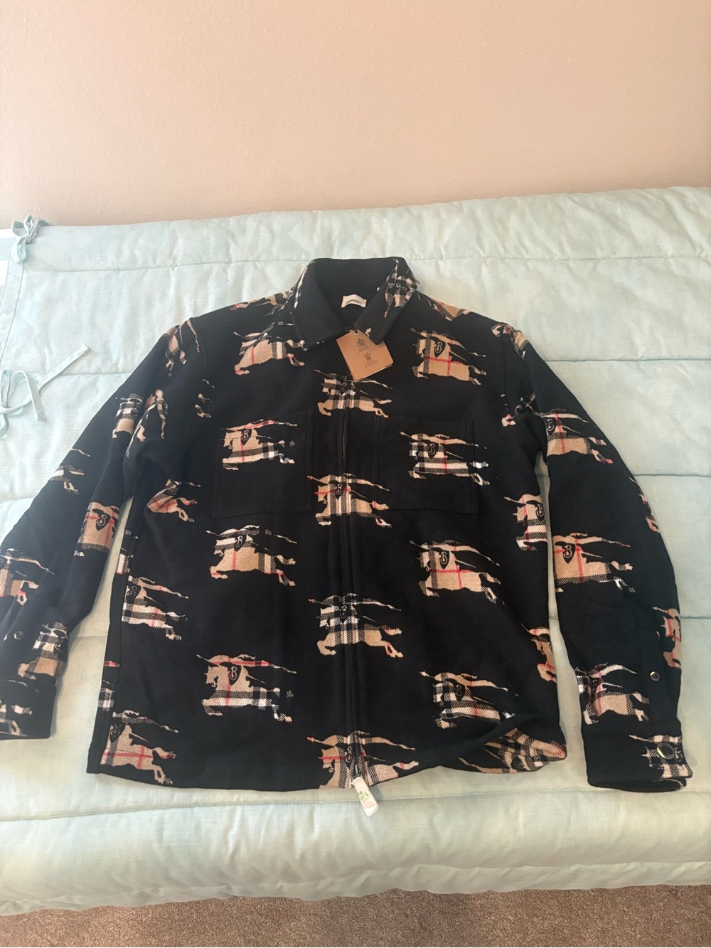 Burberry Paterson ekd zip over shirt large 24” p2p authentic